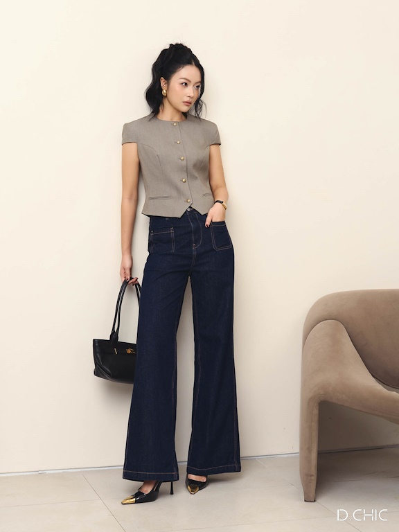 Quần Jean ống suông đứng gấu 3cm-DC01